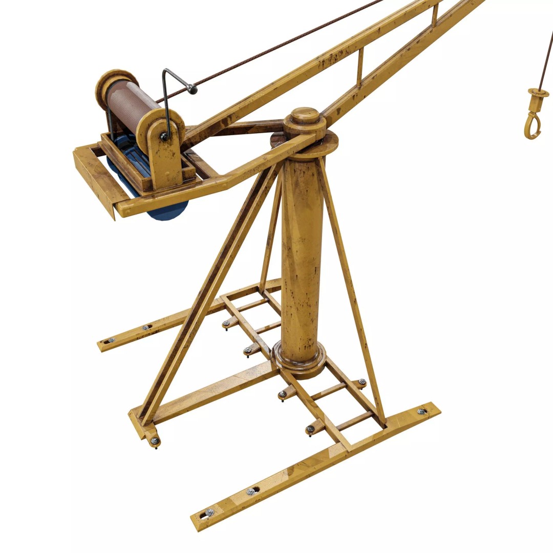 Small Cranes 3D Model – Low Poly Industrial Equipment Pack, FBX, PBR - View 10