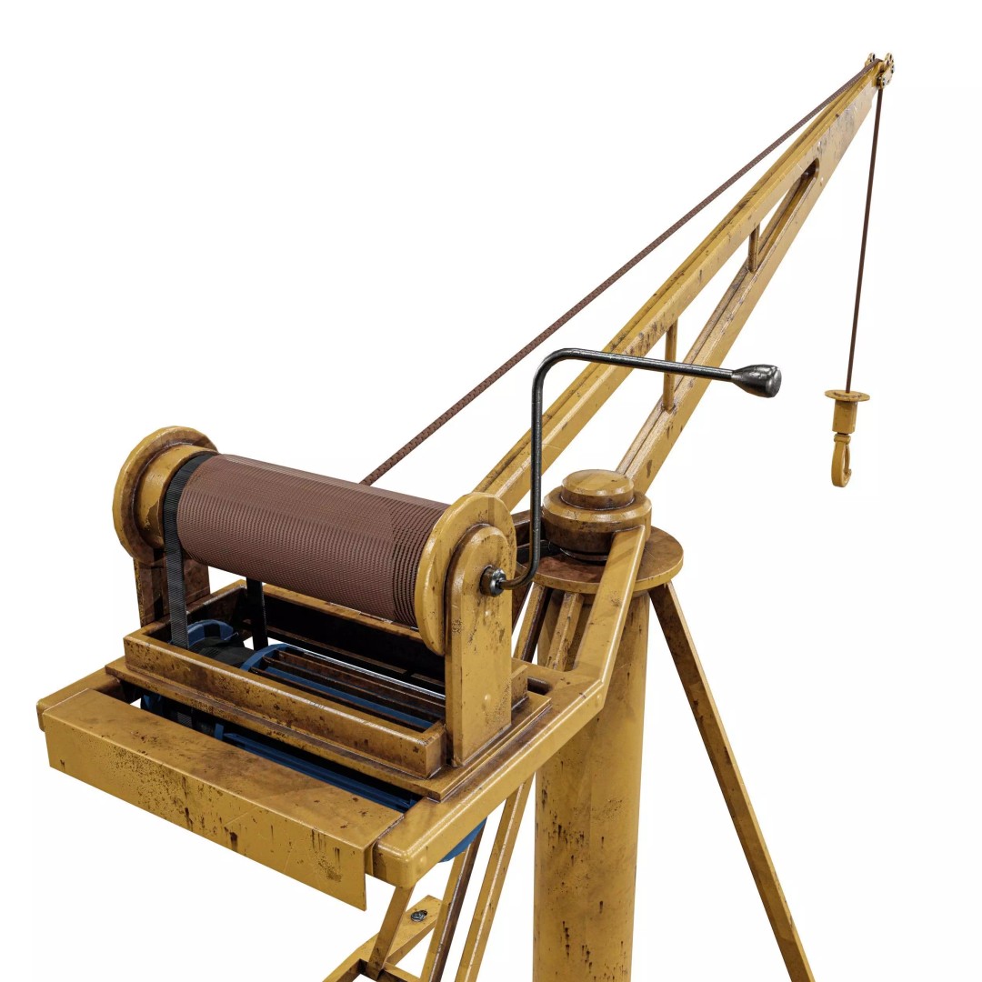 Small Cranes 3D Model – Low Poly Industrial Equipment Pack, FBX, PBR - View 11