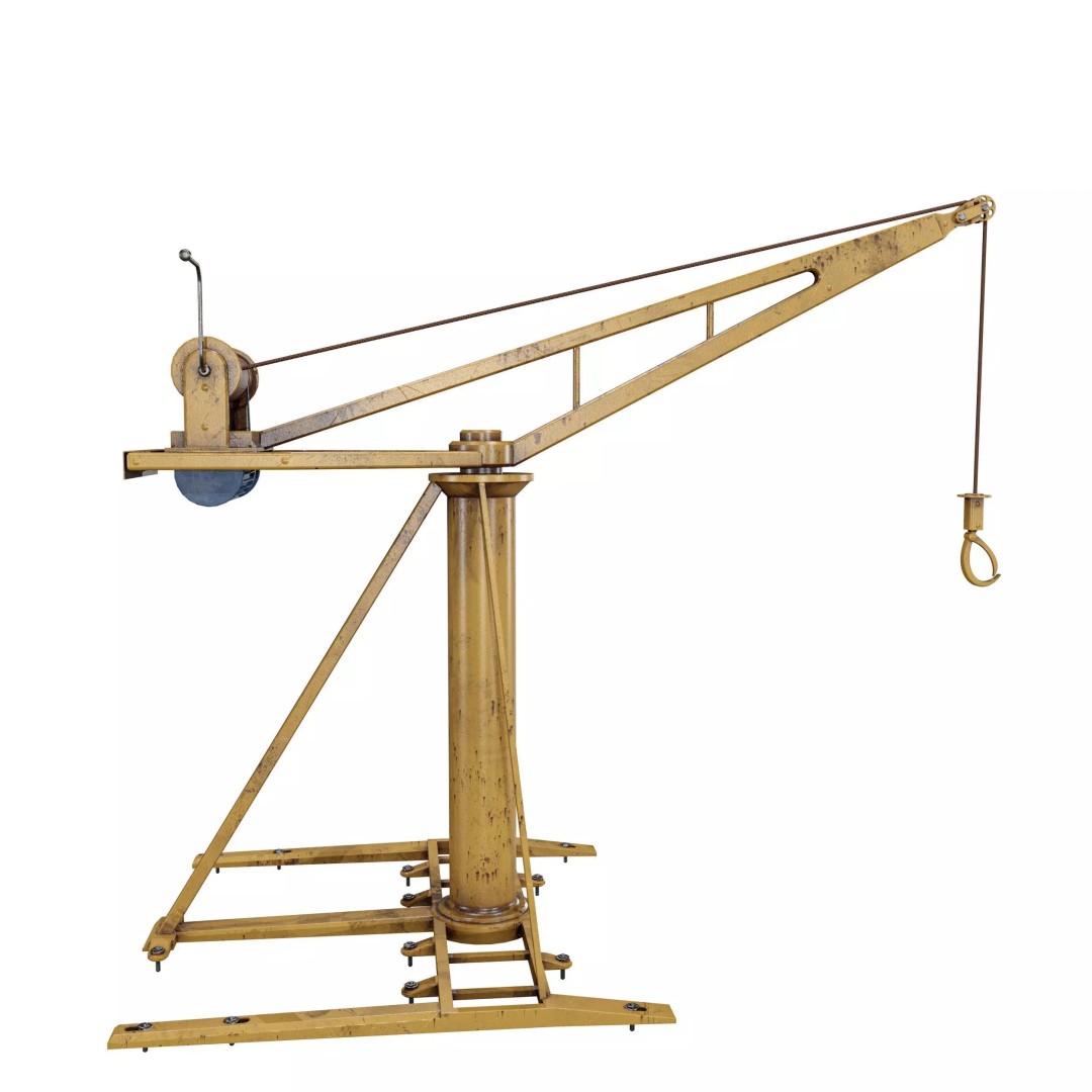 Small Cranes 3D Model – Low Poly Industrial Equipment Pack, FBX, PBR - View 12