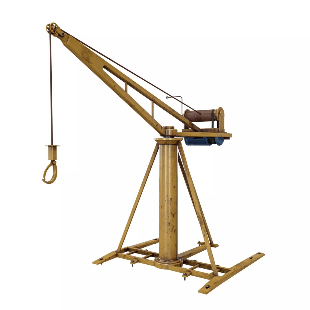 Small Cranes 3D Model – Low Poly Industrial Equipment Pack, FBX, PBR - View 13