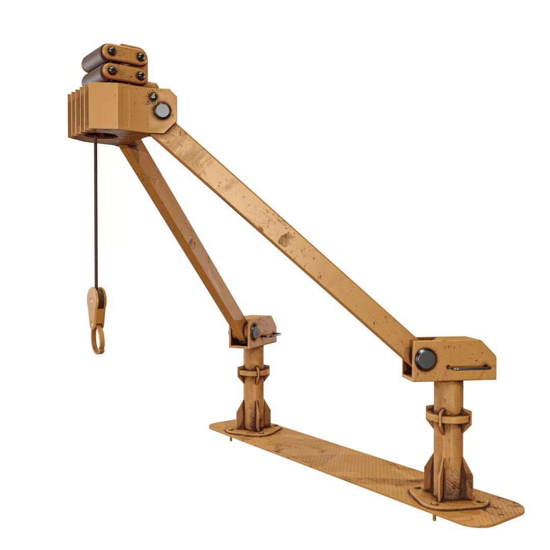 Small Cranes 3D Model – Low Poly Industrial Equipment Pack, FBX, PBR - View 14