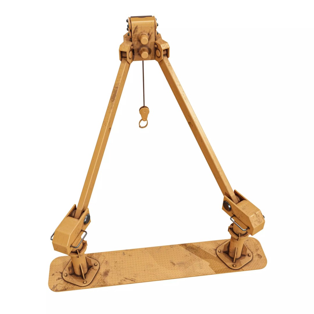 Small Cranes 3D Model – Low Poly Industrial Equipment Pack, FBX, PBR - View 15