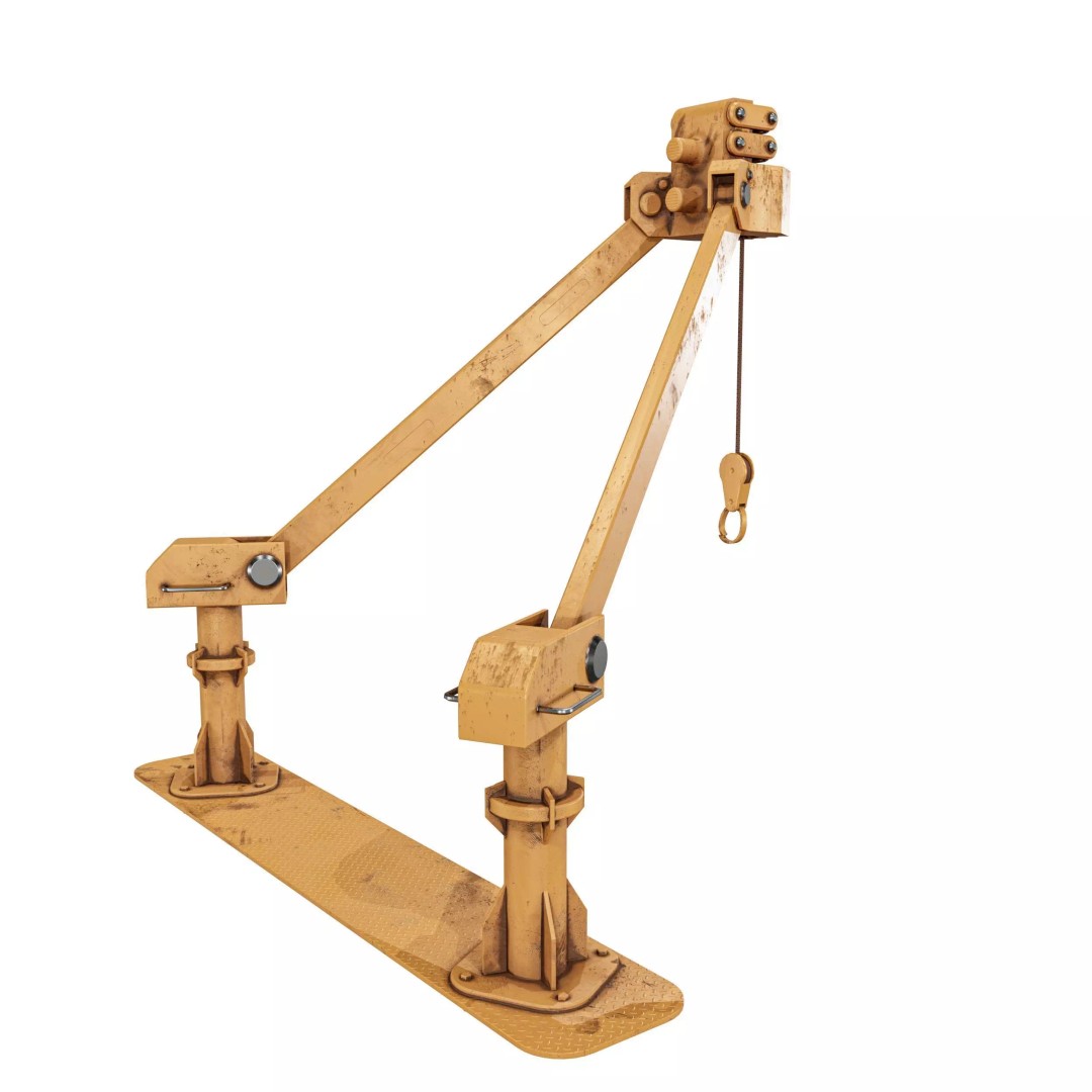 Small Cranes 3D Model – Low Poly Industrial Equipment Pack, FBX, PBR - View 16
