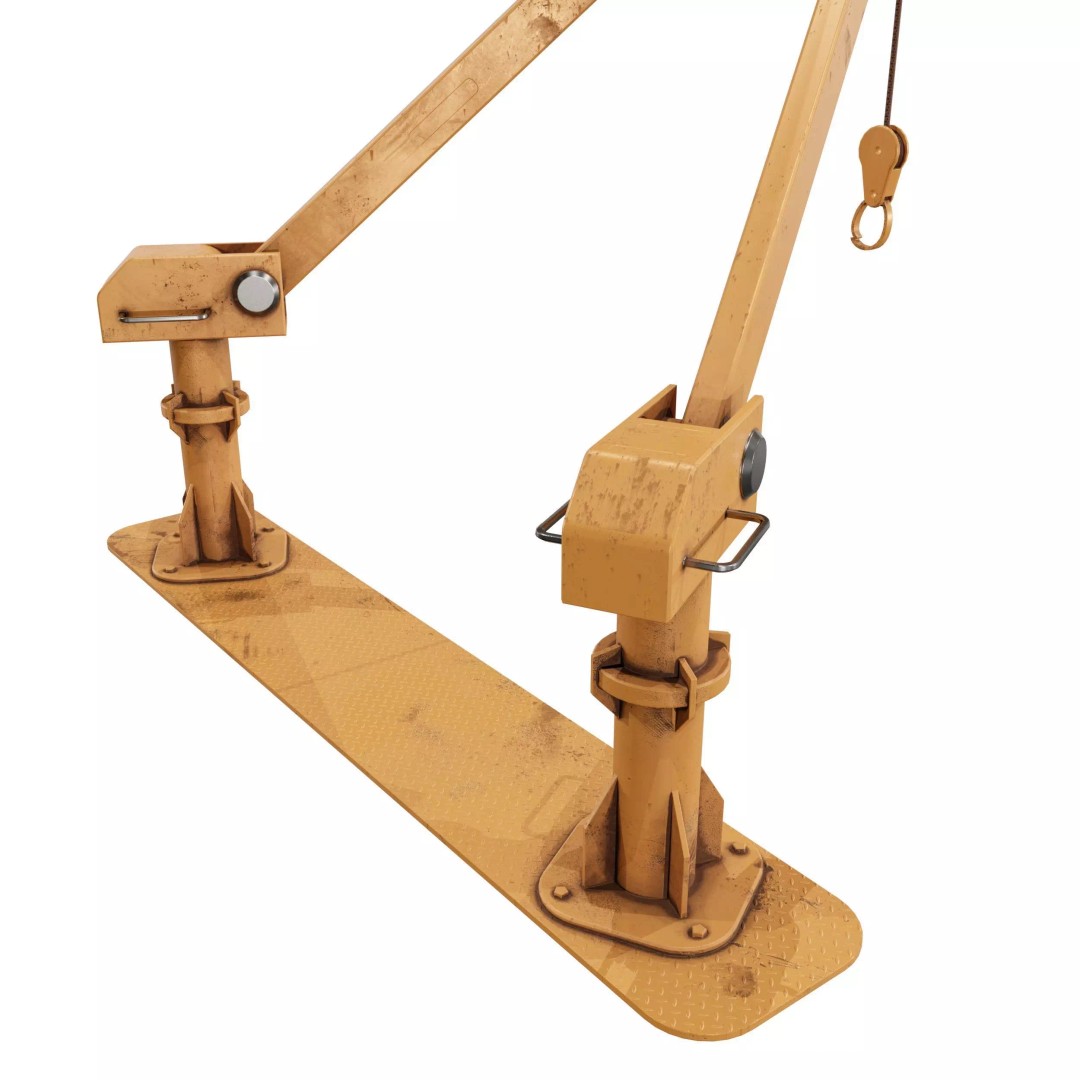 Small Cranes 3D Model – Low Poly Industrial Equipment Pack, FBX, PBR - View 19