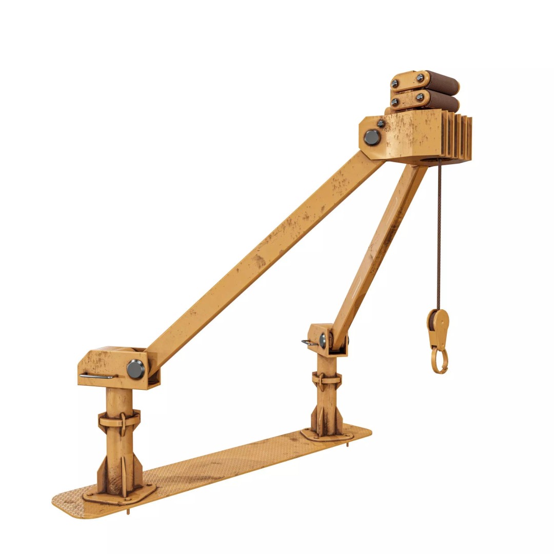 Small Cranes 3D Model – Low Poly Industrial Equipment Pack, FBX, PBR - View 2