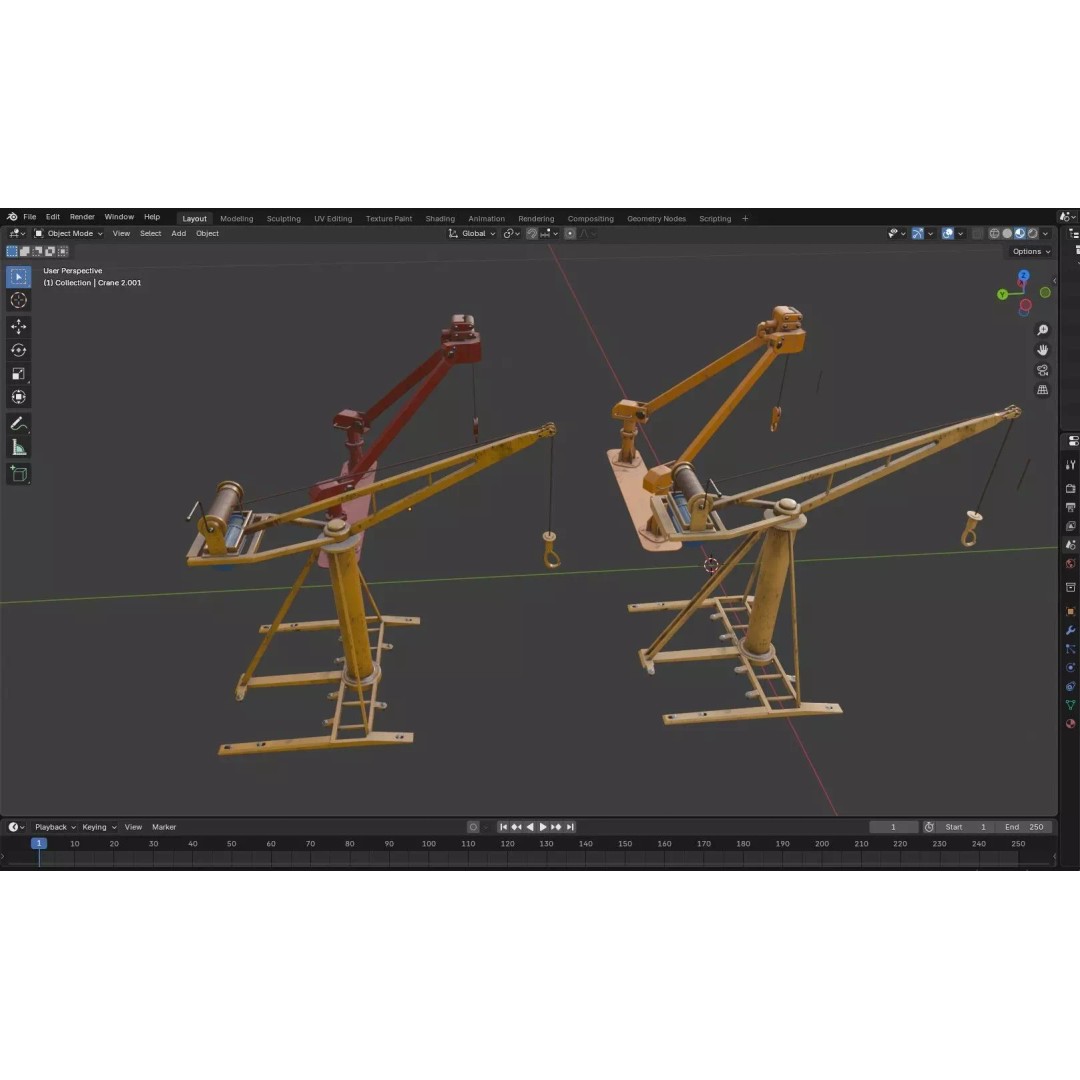 Small Cranes 3D Model – Low Poly Industrial Equipment Pack, FBX, PBR - View 22