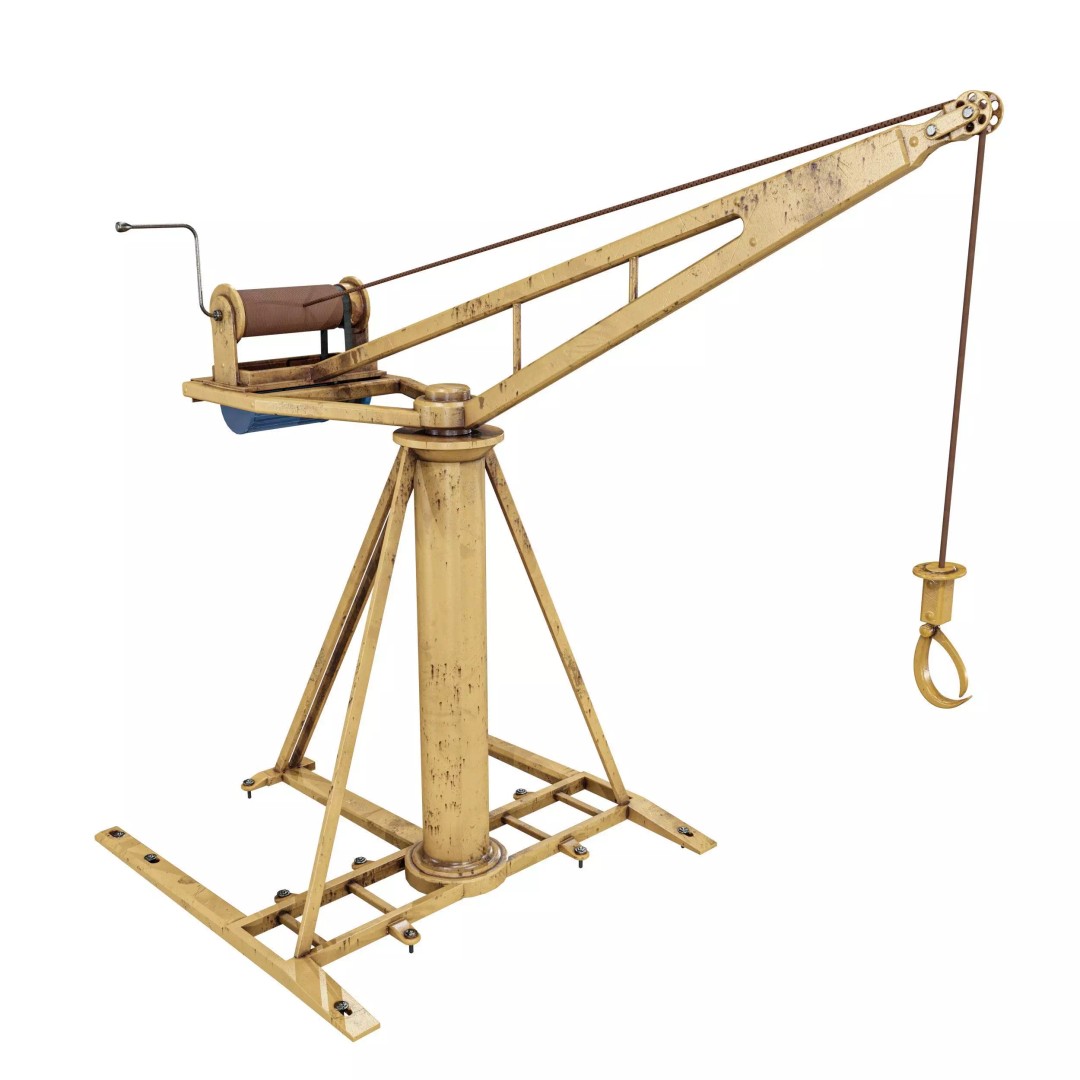 Small Cranes 3D Model – Low Poly Industrial Equipment Pack, FBX, PBR - View 4