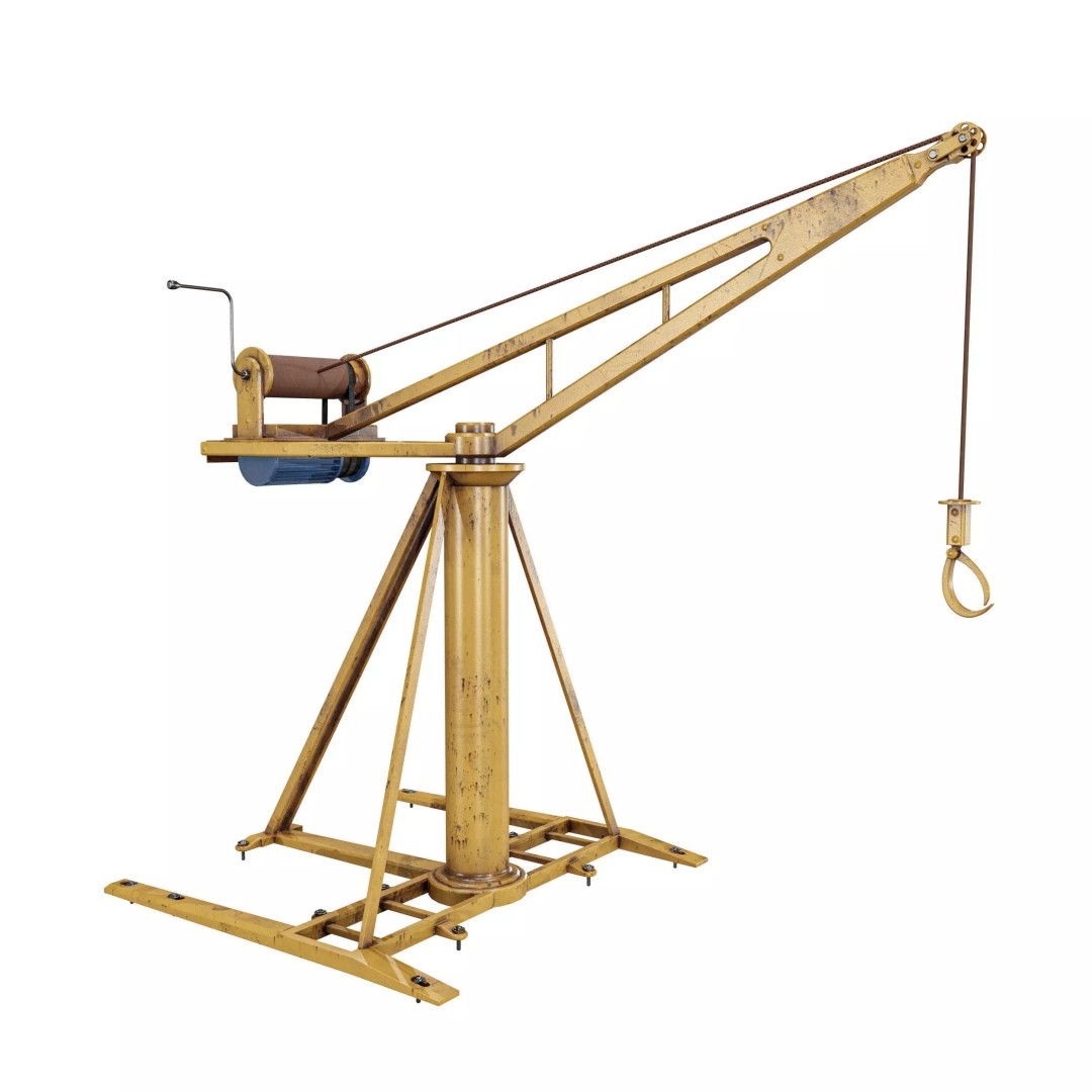 Small Cranes 3D Model – Low Poly Industrial Equipment Pack, FBX, PBR - View 7