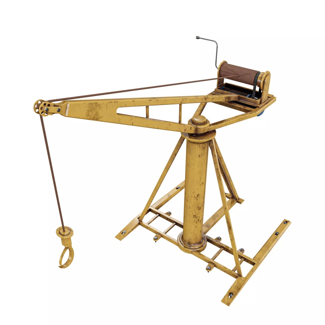 Small Cranes 3D Model – Low Poly Industrial Equipment Pack, FBX, PBR - View 8