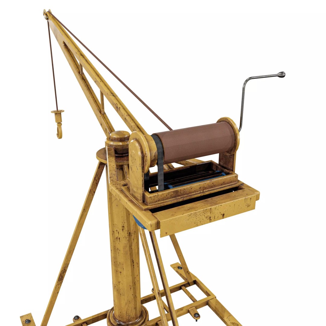 Small Cranes 3D Model – Low Poly Industrial Equipment Pack, FBX, PBR - View 9