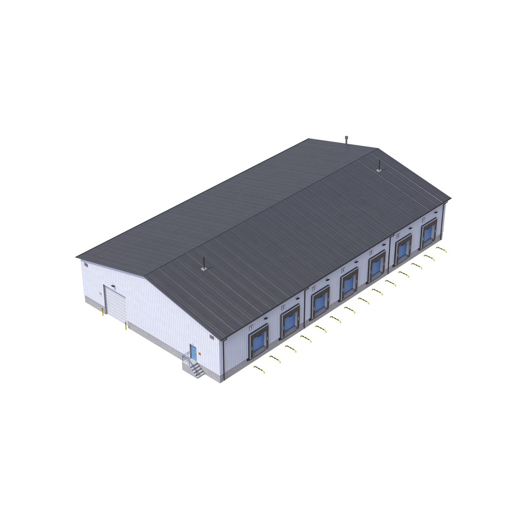 Industrial Building 3D Model – Low Poly Exterior Asset, FBX, OBJ - View 10
