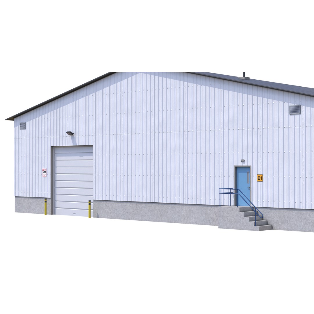 Industrial Building 3D Model – Low Poly Exterior Asset, FBX, OBJ - View 11