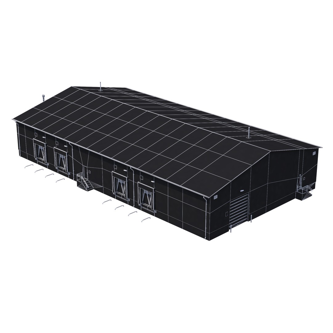 Industrial Building 3D Model – Low Poly Exterior Asset, FBX, OBJ - View 13