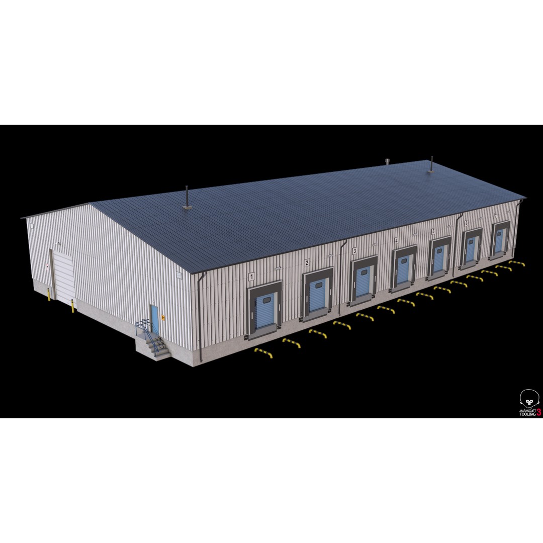 Industrial Building 3D Model – Low Poly Exterior Asset, FBX, OBJ - View 15