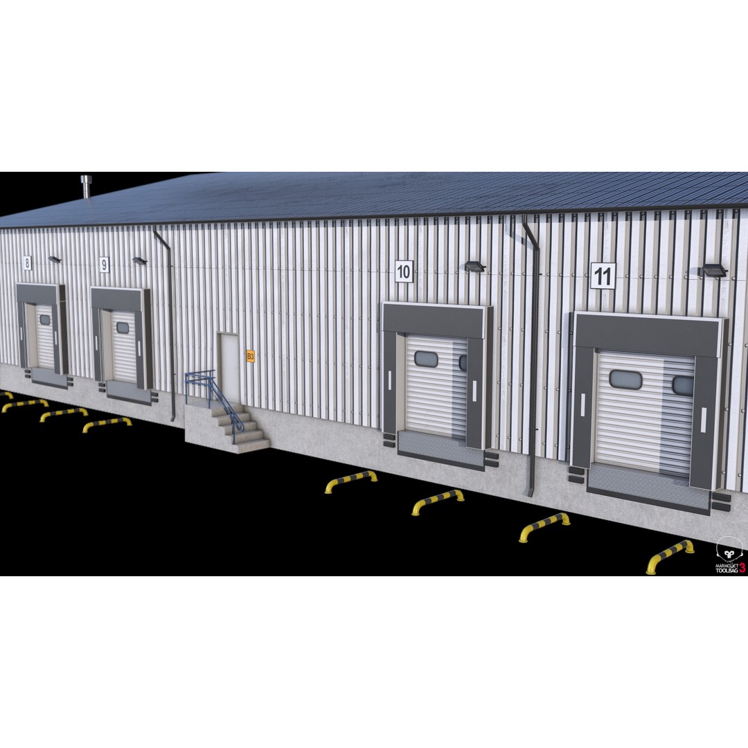 Industrial Building 3D Model – Low Poly Exterior Asset, FBX, OBJ - View 16