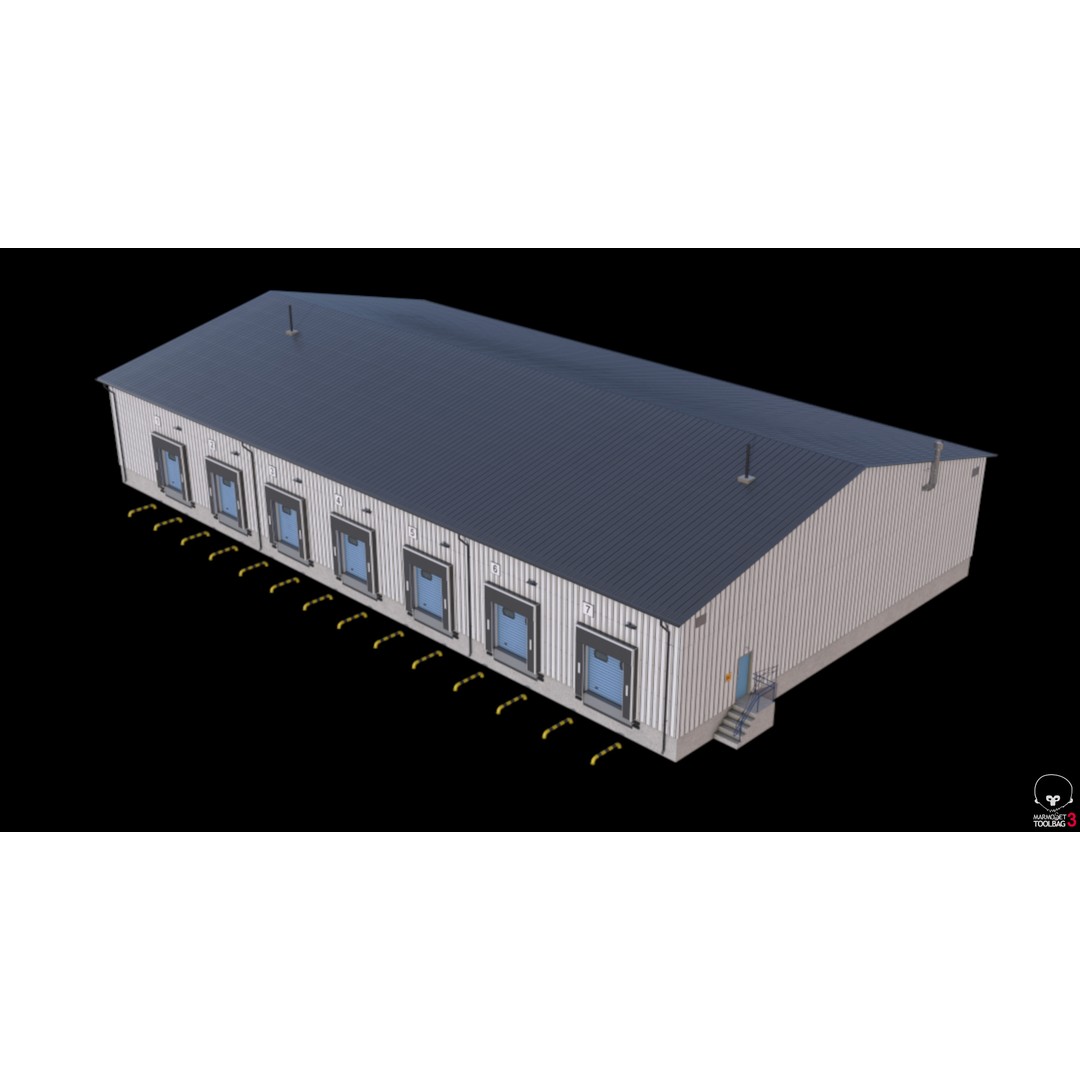 Industrial Building 3D Model – Low Poly Exterior Asset, FBX, OBJ - View 17