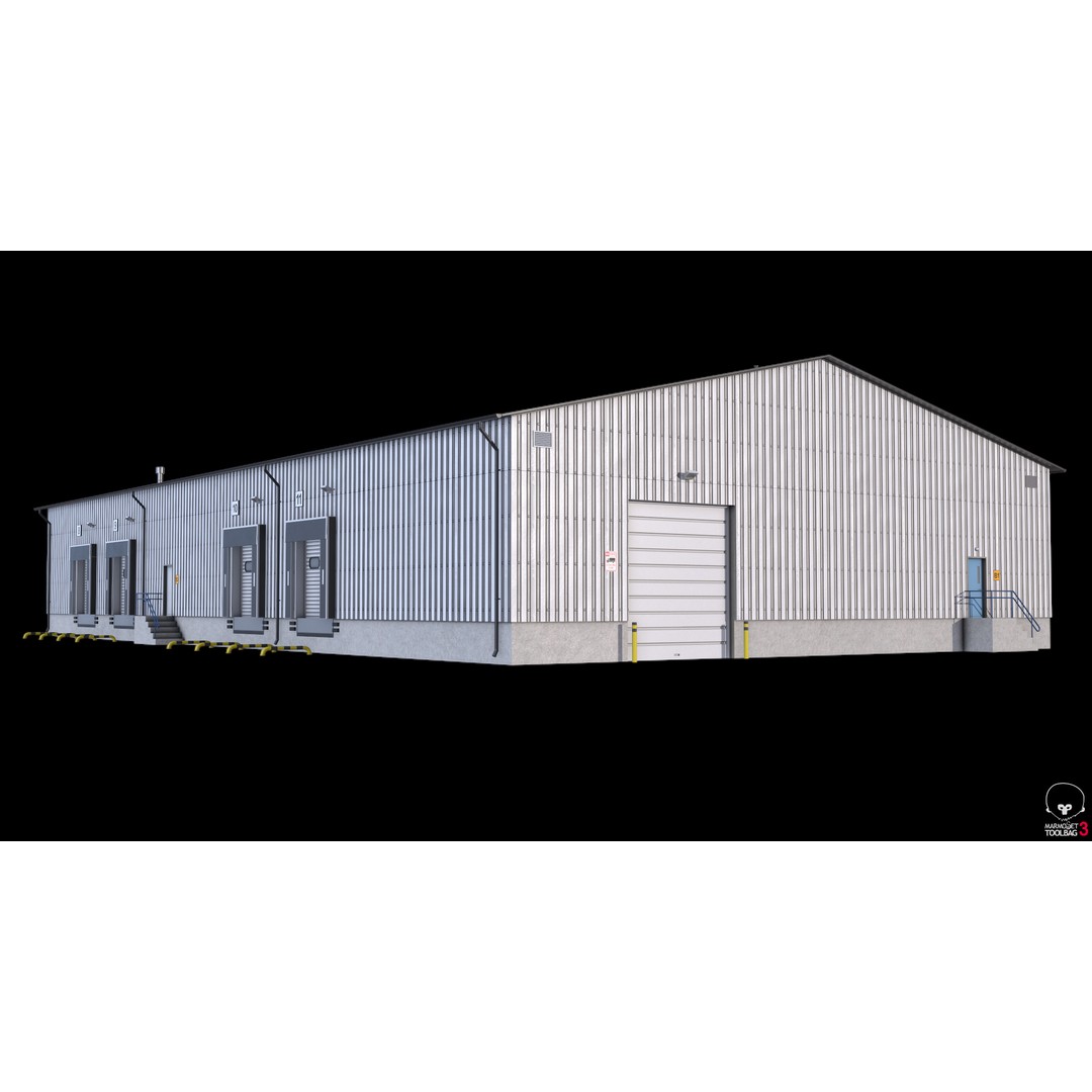Industrial Building 3D Model – Low Poly Exterior Asset, FBX, OBJ - View 19