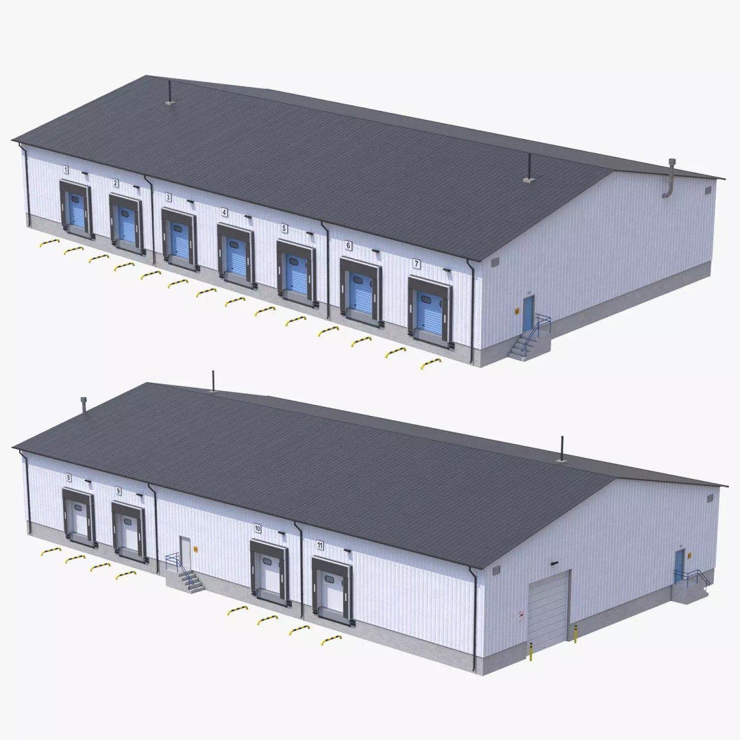 Industrial Building 3D Model – Low Poly Exterior Asset, FBX, OBJ - View 2