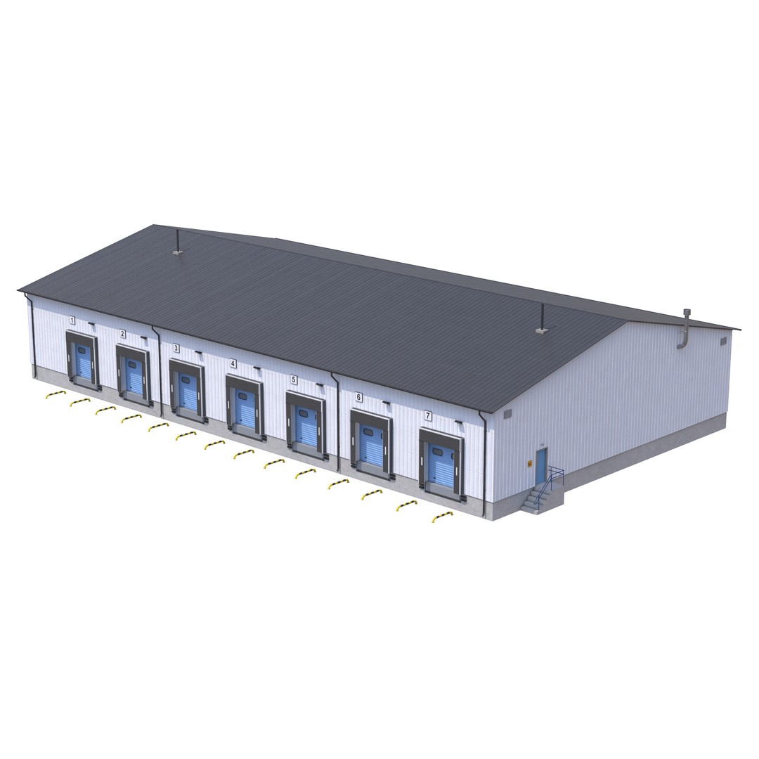 Industrial Building 3D Model – Low Poly Exterior Asset, FBX, OBJ - View 3