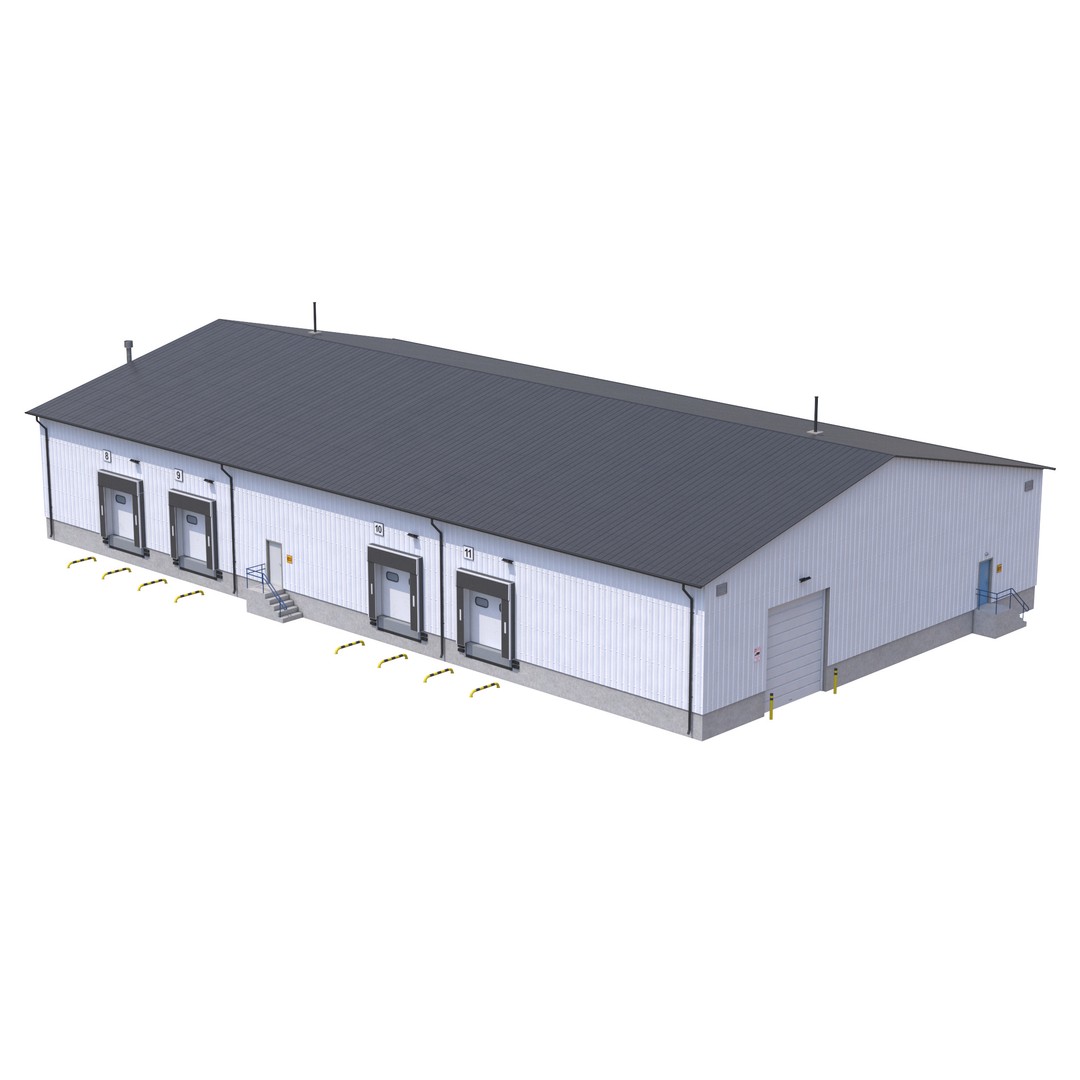 Industrial Building 3D Model – Low Poly Exterior Asset, FBX, OBJ - View 4