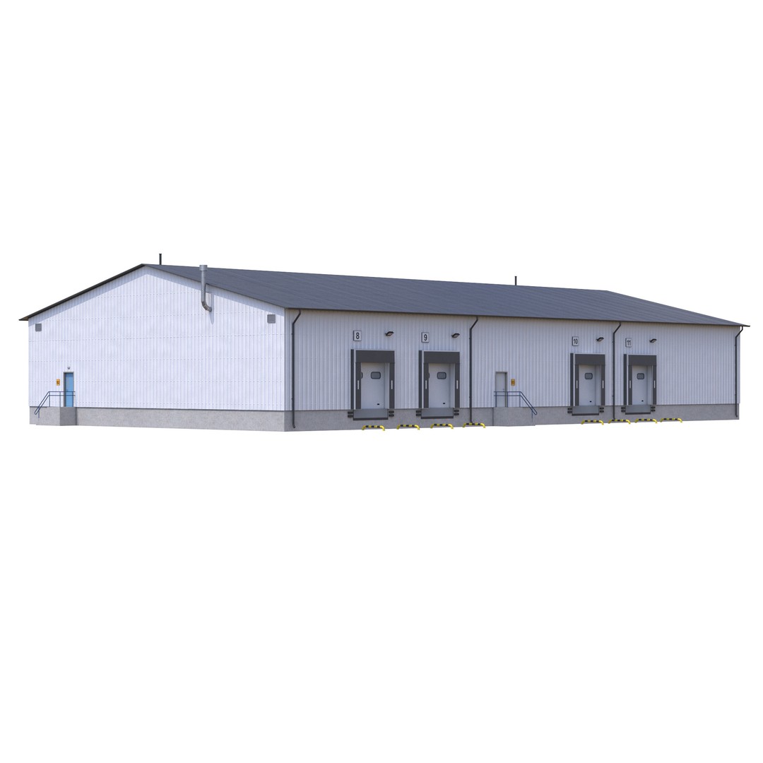 Industrial Building 3D Model – Low Poly Exterior Asset, FBX, OBJ - View 5