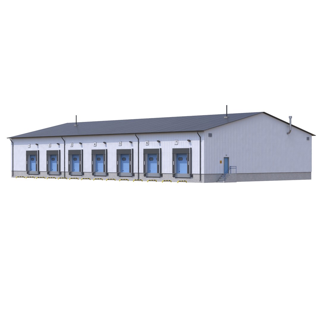 Industrial Building 3D Model – Low Poly Exterior Asset, FBX, OBJ - View 6