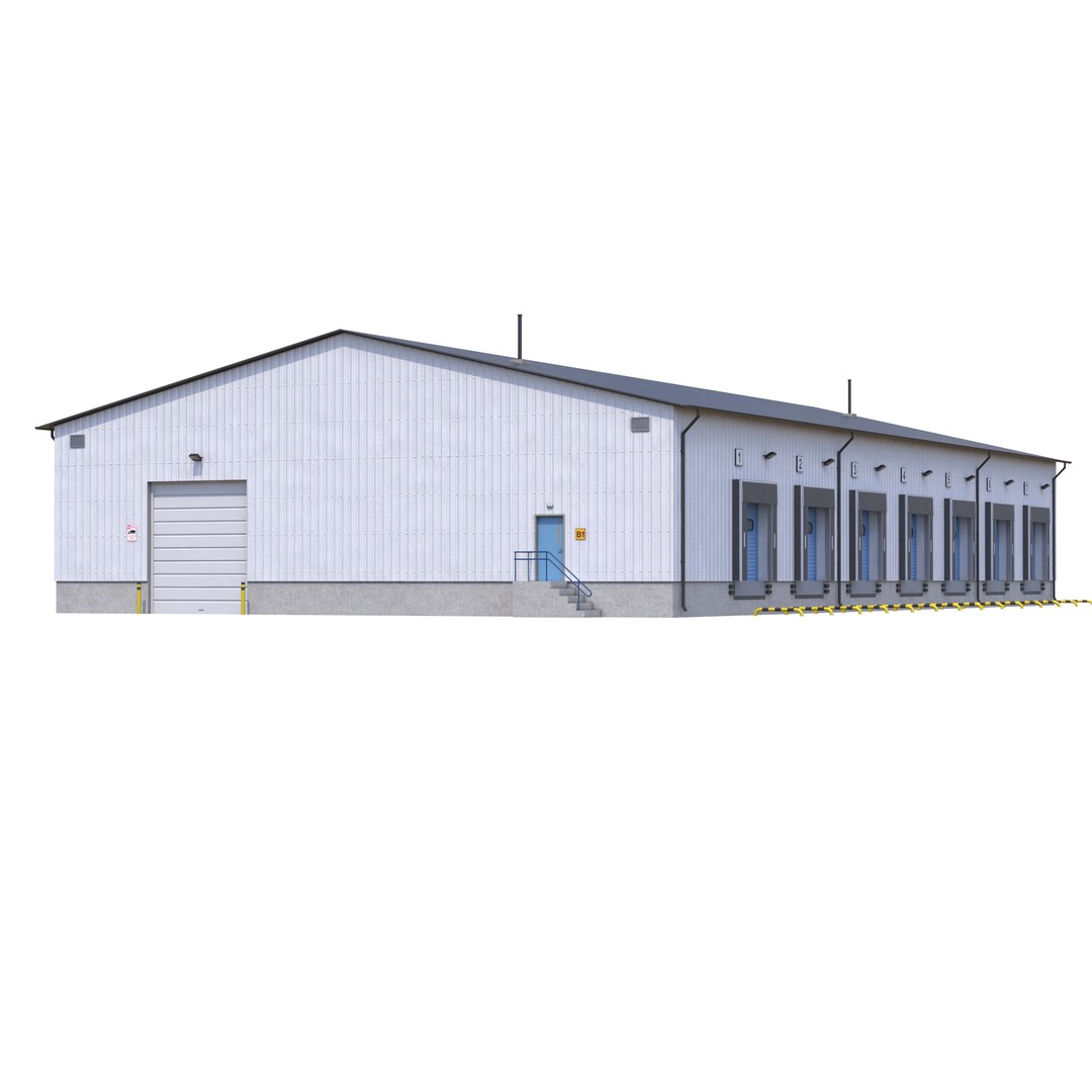 Industrial Building 3D Model – Low Poly Exterior Asset, FBX, OBJ - View 7