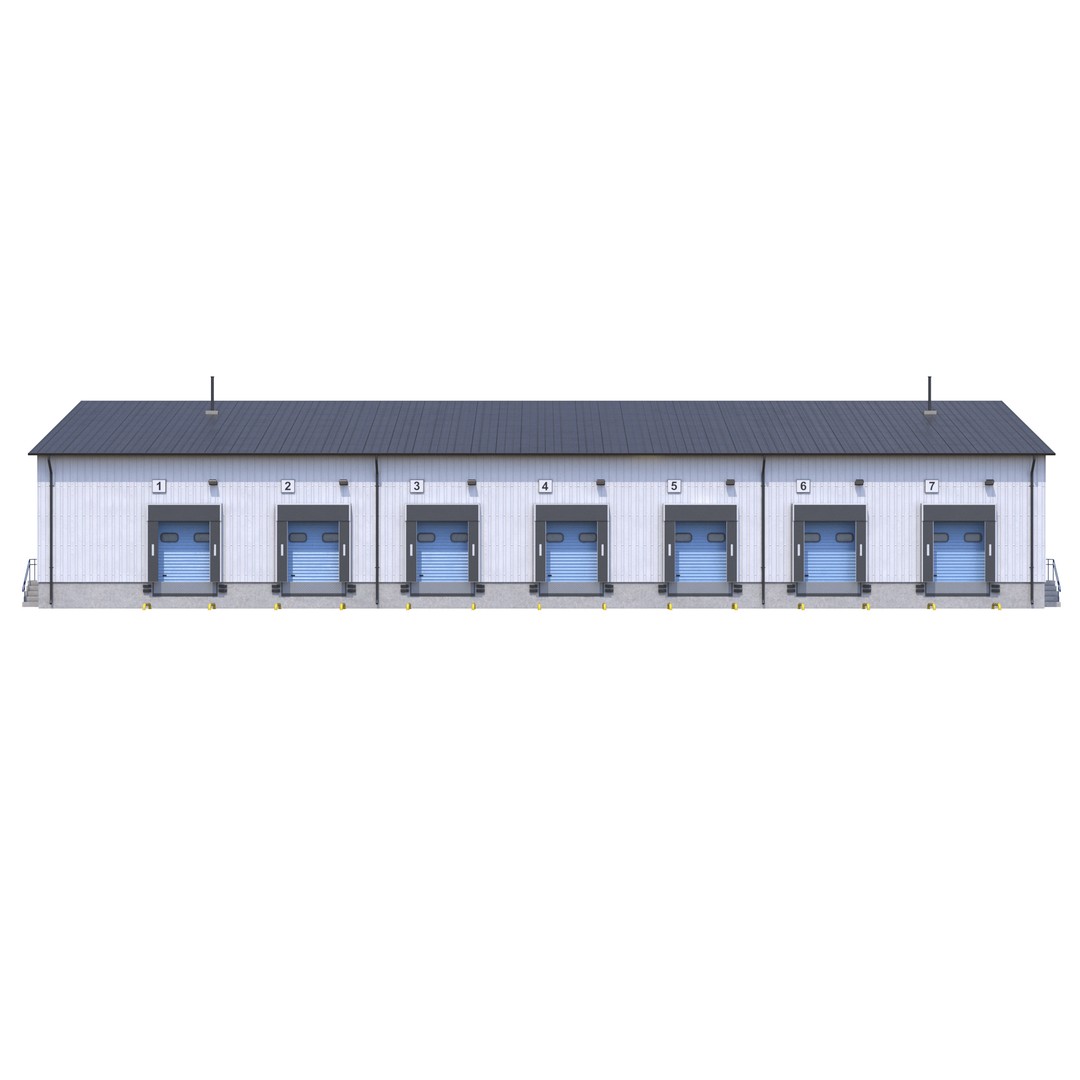 Industrial Building 3D Model – Low Poly Exterior Asset, FBX, OBJ - View 9