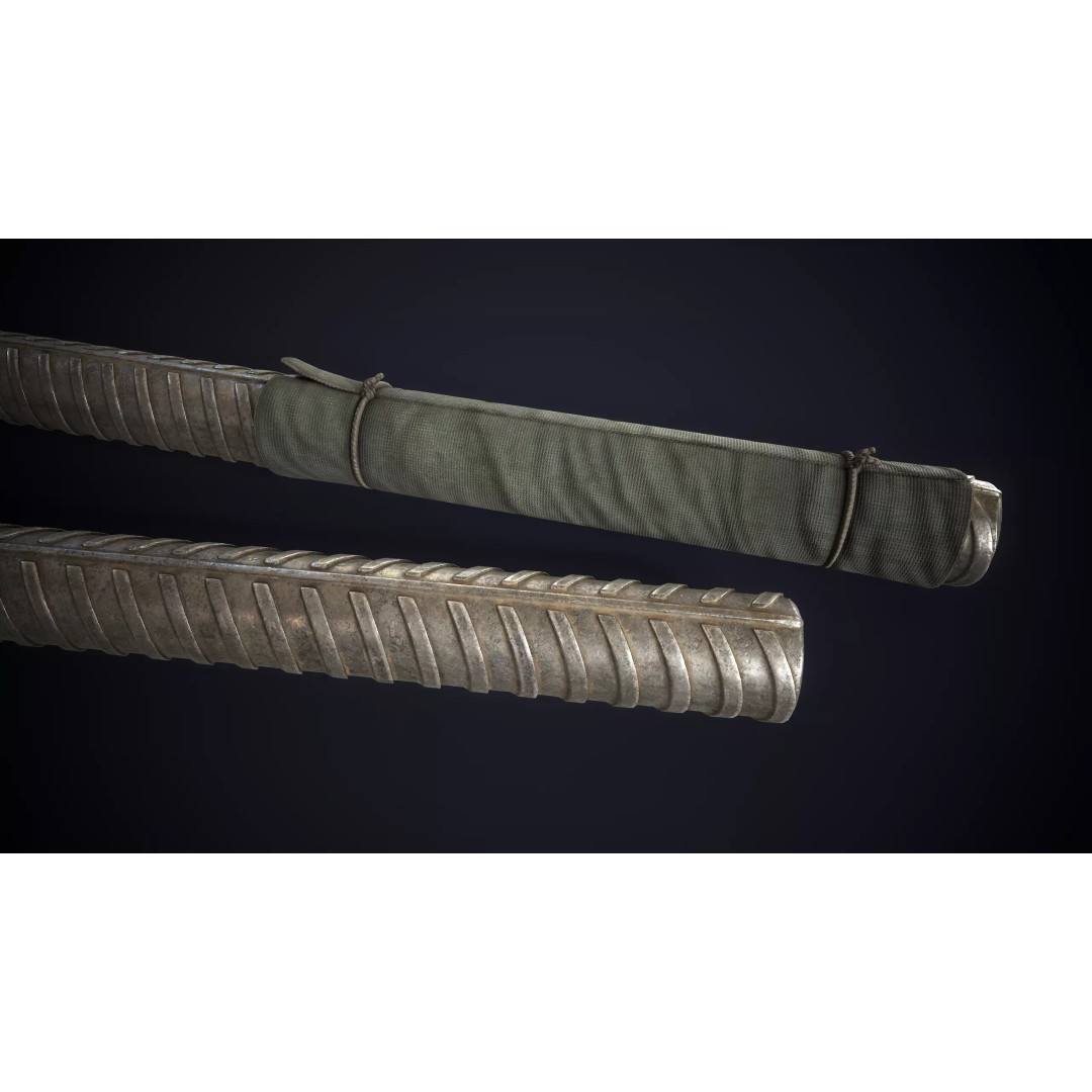 Rebar 3D Model – Low Poly Game Ready Weapon, FBX, OBJ, Blender - View 3