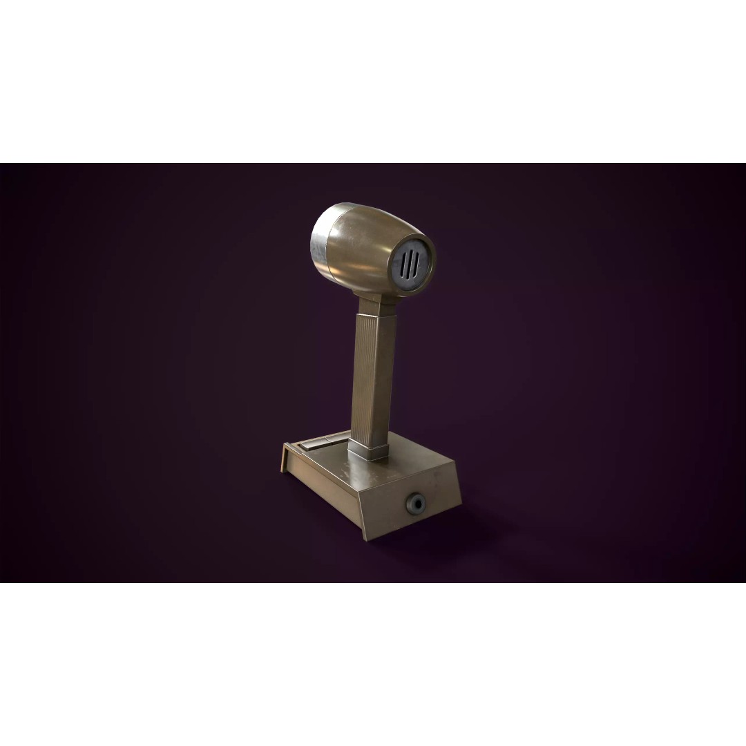 Vintage Intercom and Microphone 3D Model – Low Poly PBR Game Asset, FBX - View 11