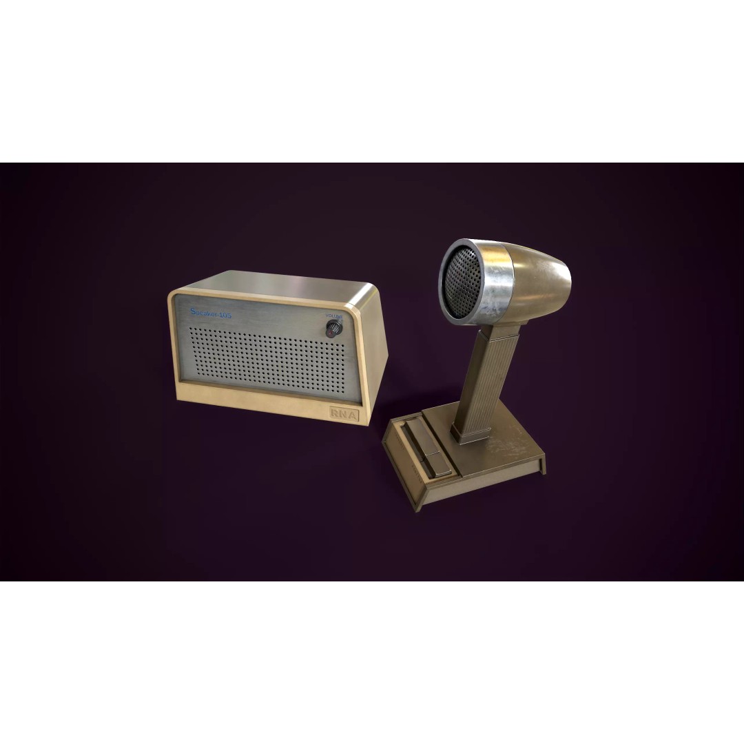 Vintage Intercom and Microphone 3D Model – Low Poly PBR Game Asset, FBX - View 12