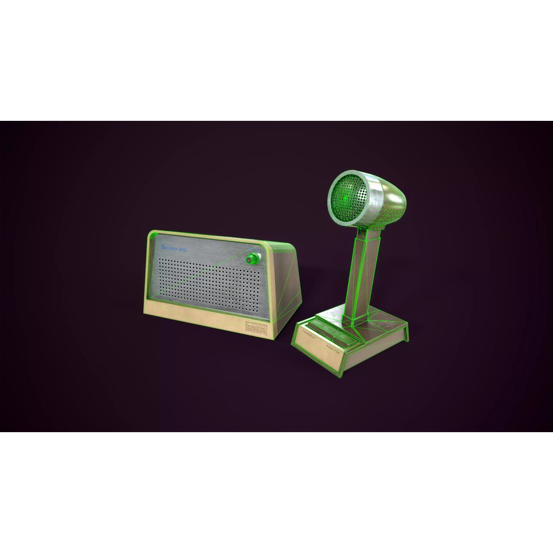 Vintage Intercom and Microphone 3D Model – Low Poly PBR Game Asset, FBX - View 13