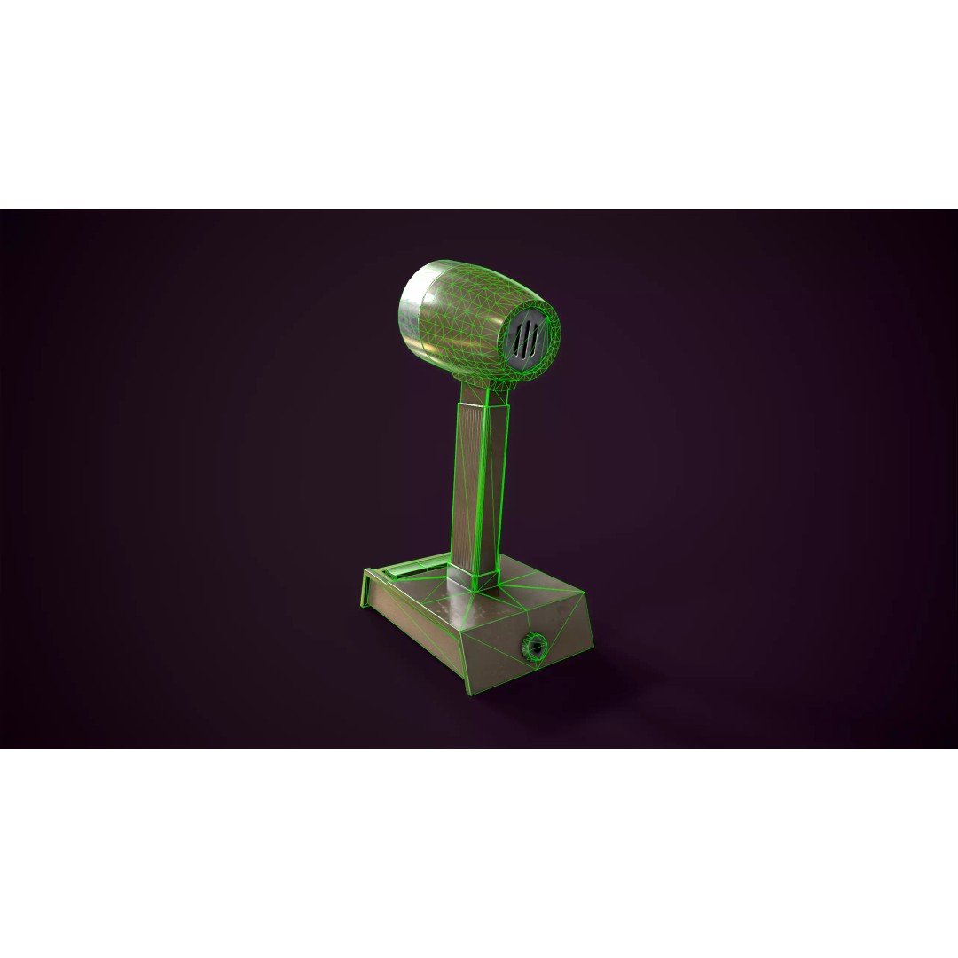 Vintage Intercom and Microphone 3D Model – Low Poly PBR Game Asset, FBX - View 15