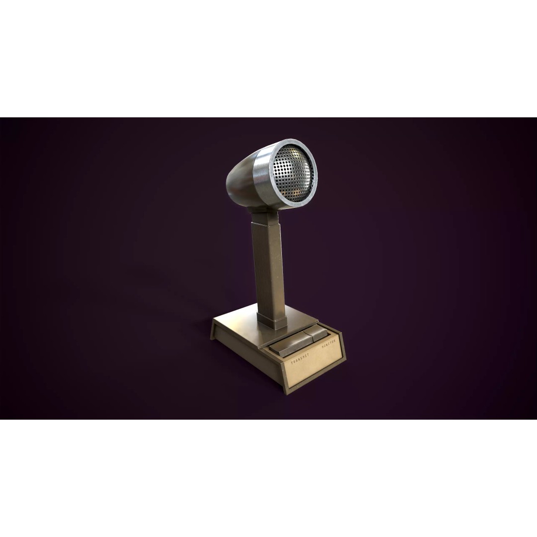 Vintage Intercom and Microphone 3D Model – Low Poly PBR Game Asset, FBX - View 5