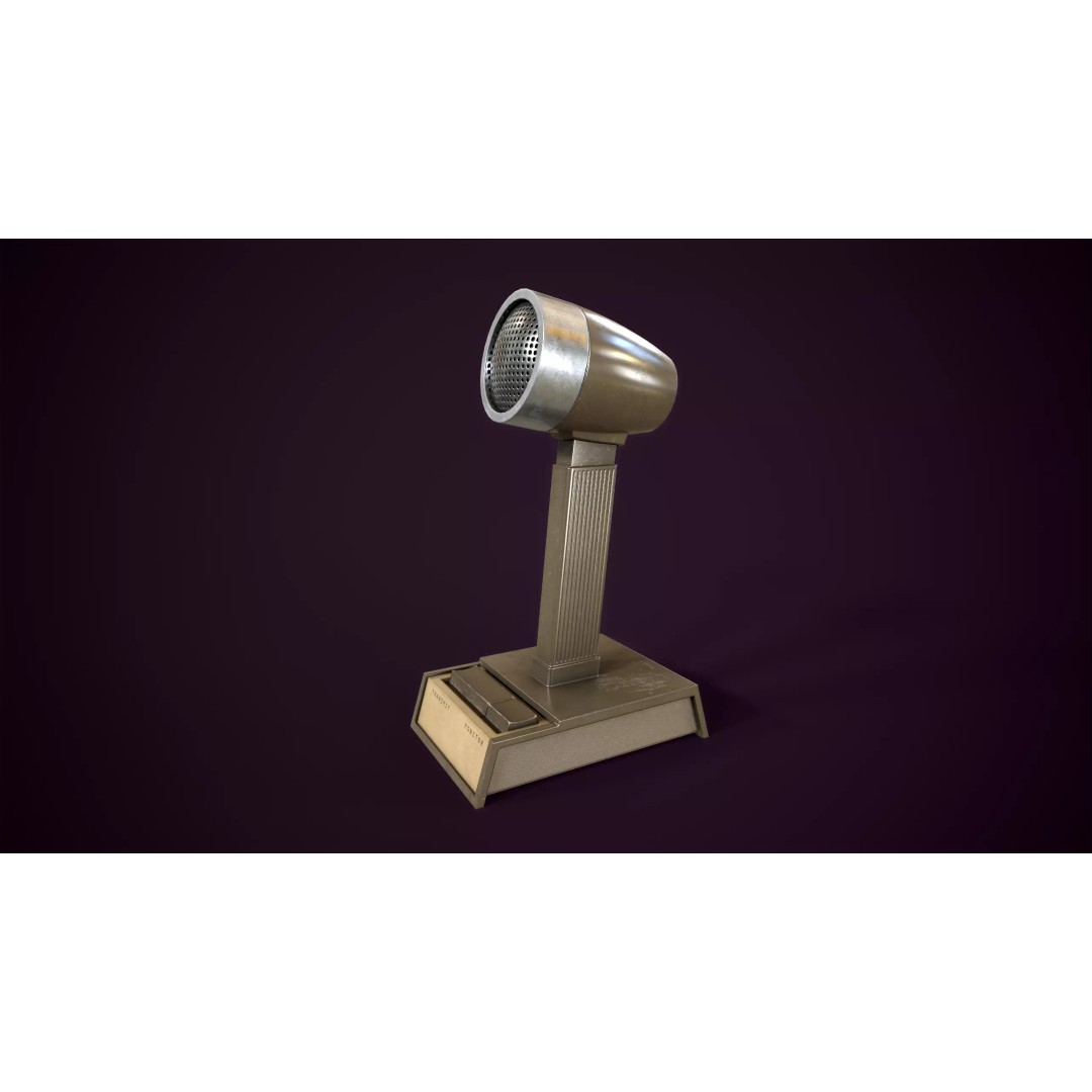 Vintage Intercom and Microphone 3D Model – Low Poly PBR Game Asset, FBX - View 6