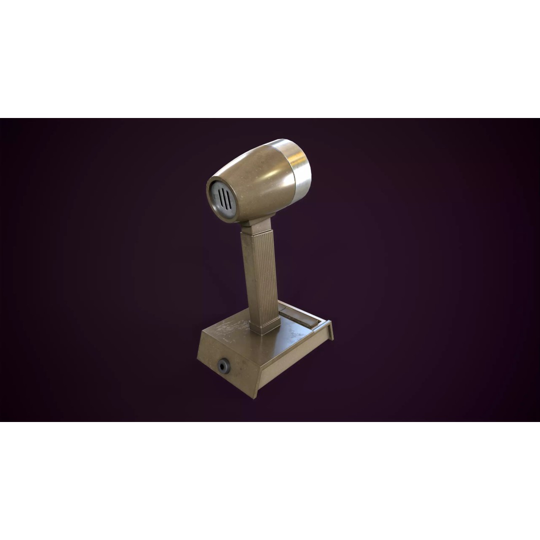 Vintage Intercom and Microphone 3D Model – Low Poly PBR Game Asset, FBX - View 7