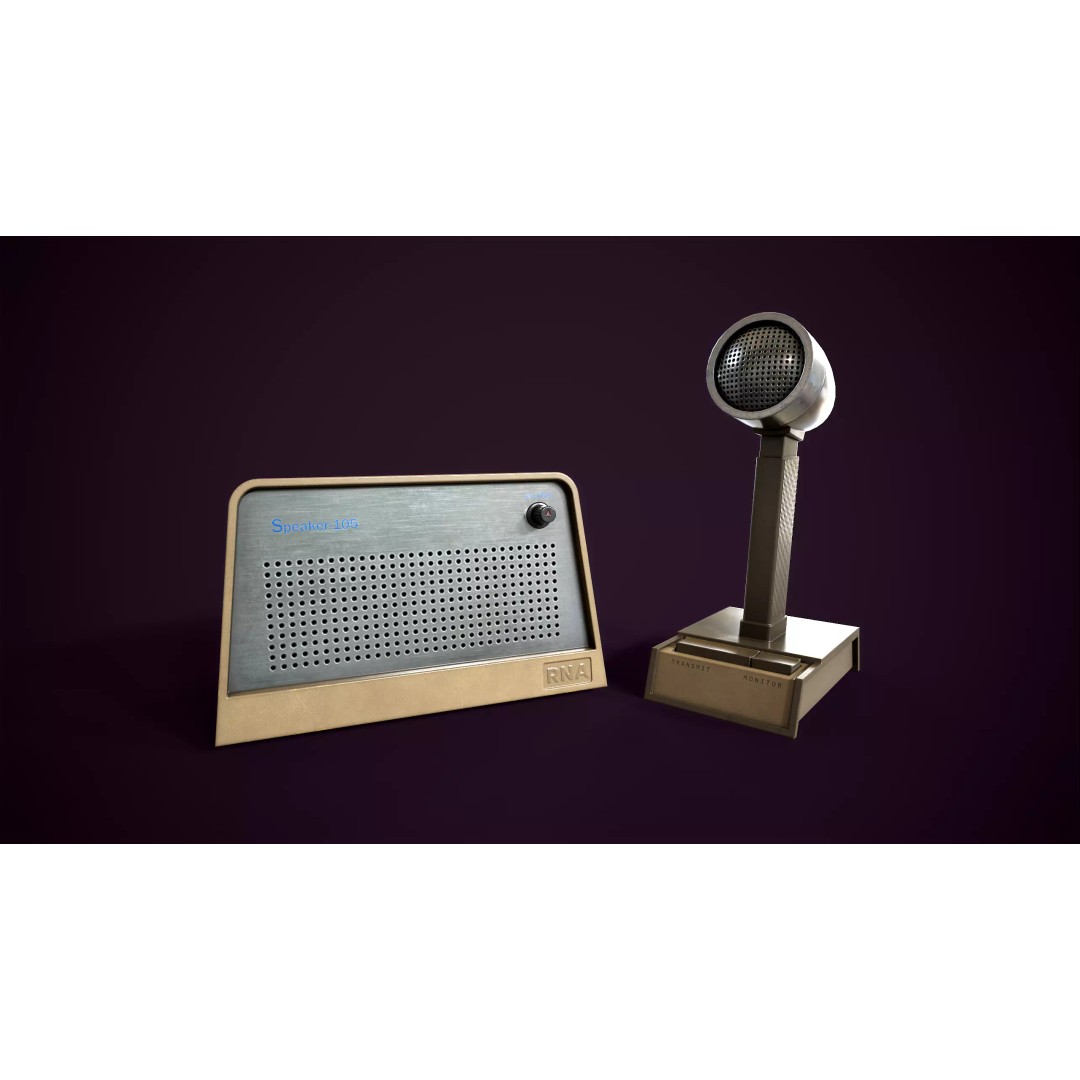Vintage Intercom and Microphone 3D Model – Low Poly PBR Game Asset, FBX - View 8
