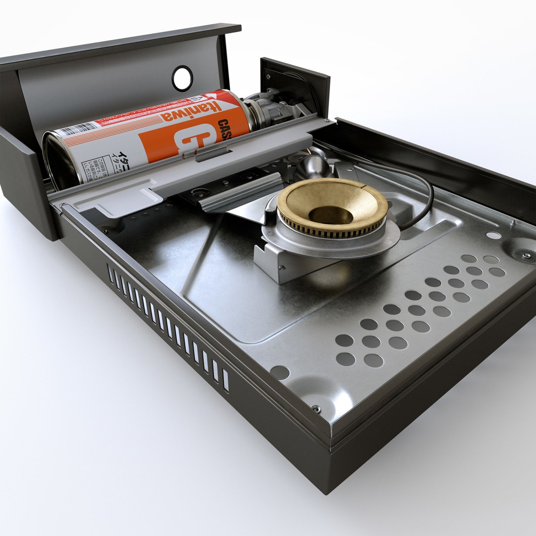 Portable Gas Stove 3D Model – Low Poly PBR Kitchenware, FBX, OBJ - View 10