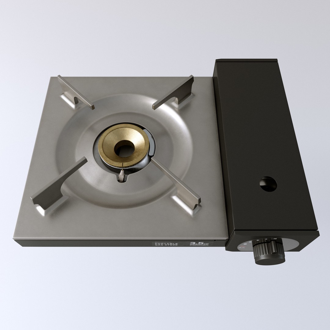 Portable Gas Stove 3D Model – Low Poly PBR Kitchenware, FBX, OBJ - View 15