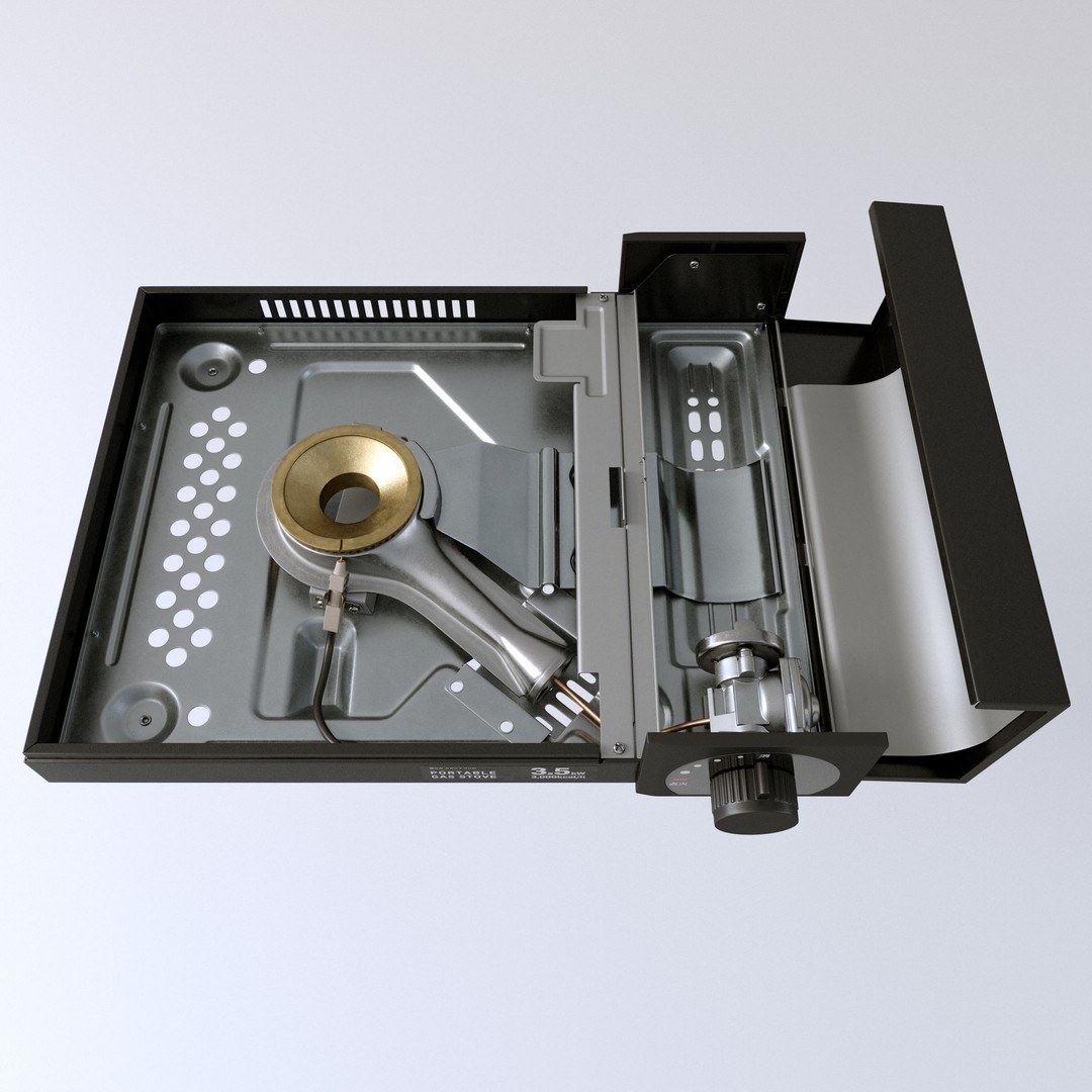 Portable Gas Stove 3D Model – Low Poly PBR Kitchenware, FBX, OBJ - View 16