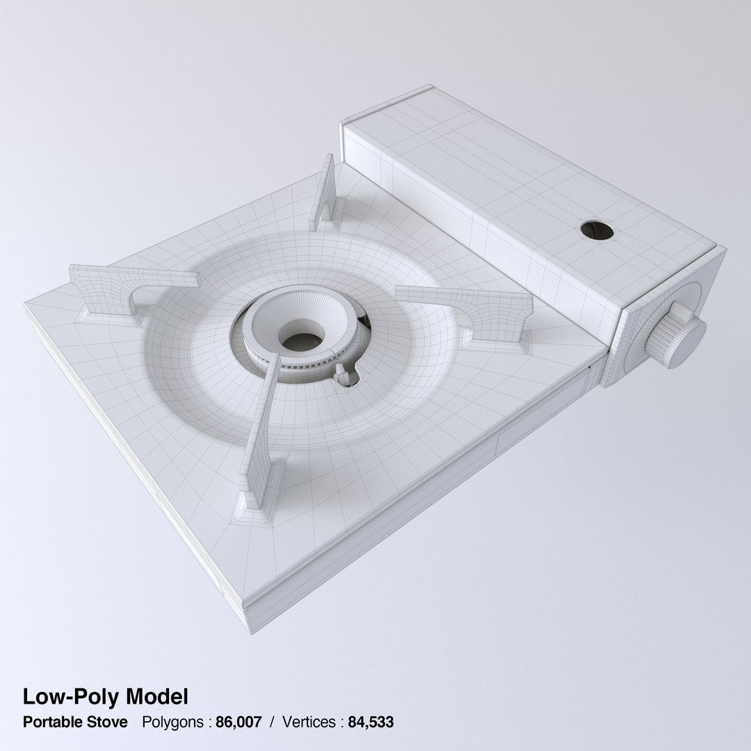 Portable Gas Stove 3D Model – Low Poly PBR Kitchenware, FBX, OBJ - View 22