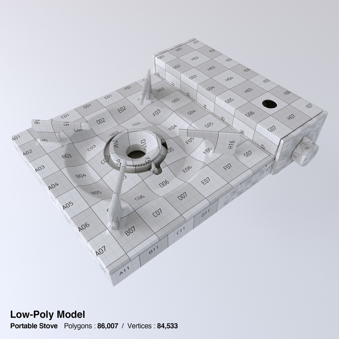 Portable Gas Stove 3D Model – Low Poly PBR Kitchenware, FBX, OBJ - View 23