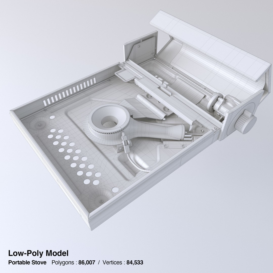 Portable Gas Stove 3D Model – Low Poly PBR Kitchenware, FBX, OBJ - View 25