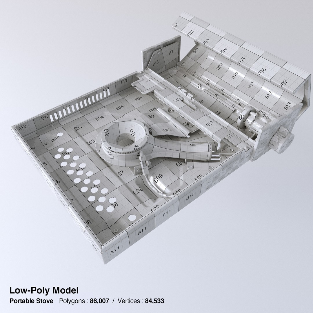 Portable Gas Stove 3D Model – Low Poly PBR Kitchenware, FBX, OBJ - View 26