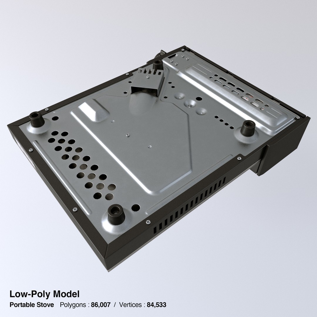 Portable Gas Stove 3D Model – Low Poly PBR Kitchenware, FBX, OBJ - View 27