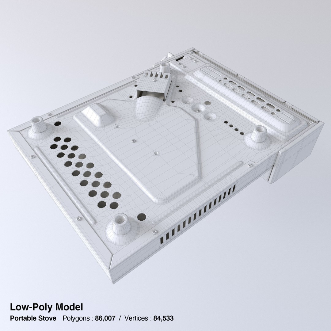 Portable Gas Stove 3D Model – Low Poly PBR Kitchenware, FBX, OBJ - View 28