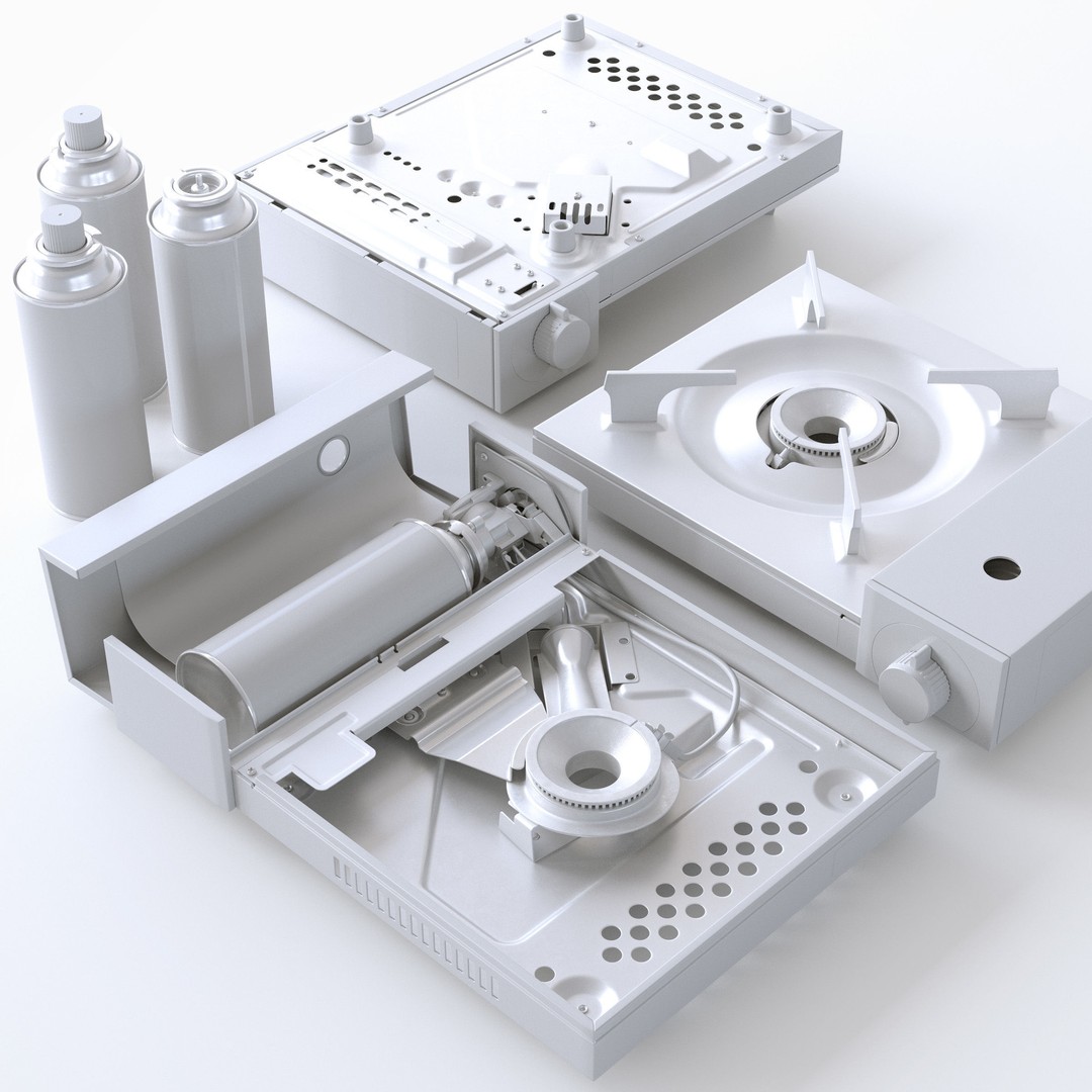 Portable Gas Stove 3D Model – Low Poly PBR Kitchenware, FBX, OBJ - View 3