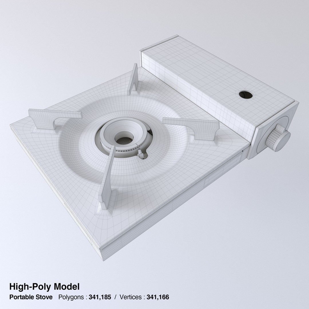 Portable Gas Stove 3D Model – Low Poly PBR Kitchenware, FBX, OBJ - View 31