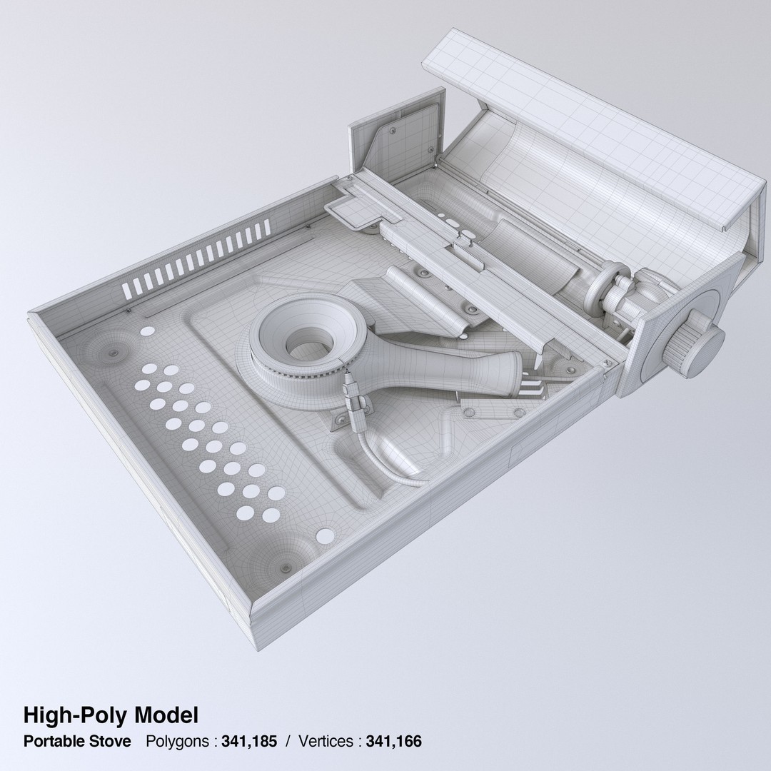 Portable Gas Stove 3D Model – Low Poly PBR Kitchenware, FBX, OBJ - View 34