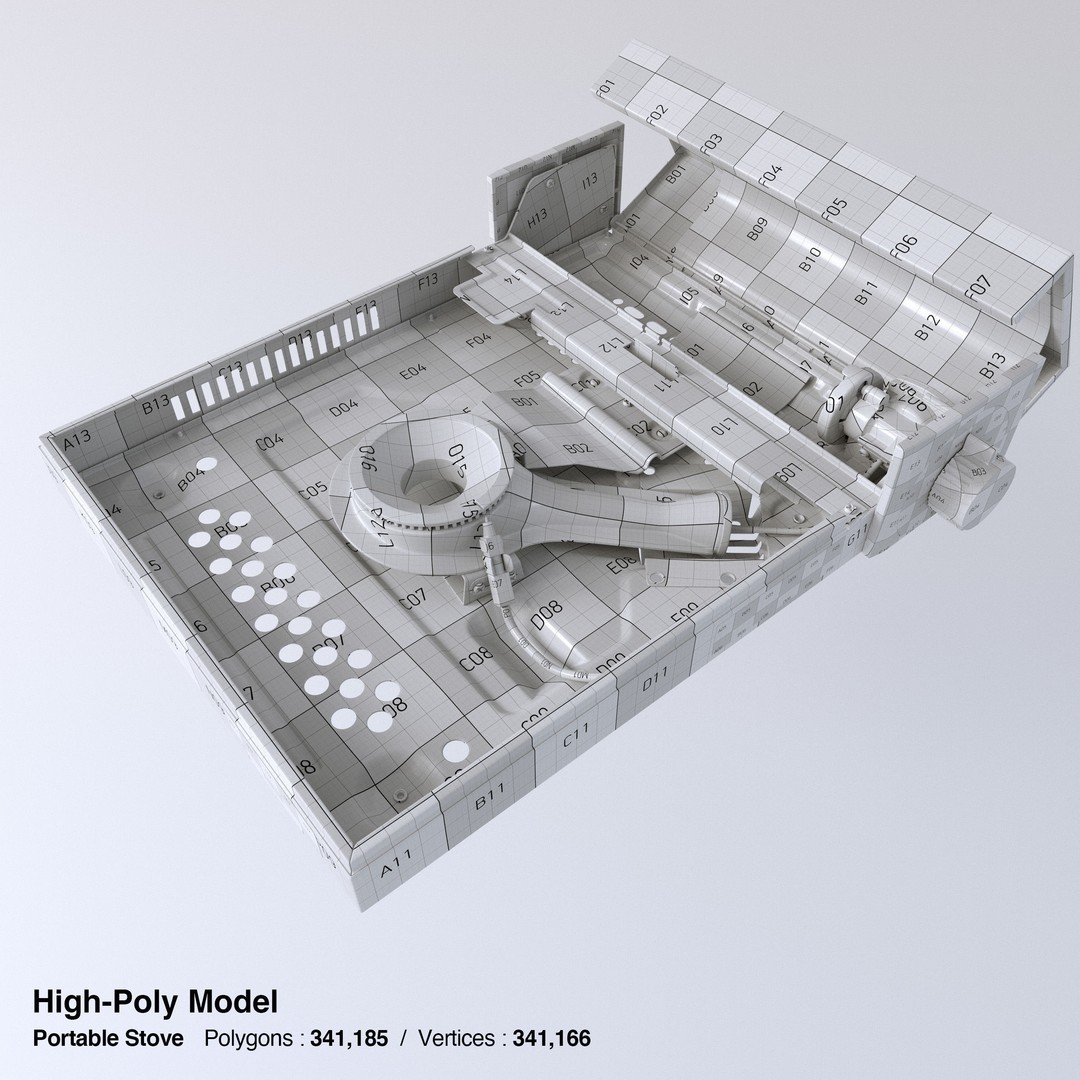 Portable Gas Stove 3D Model – Low Poly PBR Kitchenware, FBX, OBJ - View 35